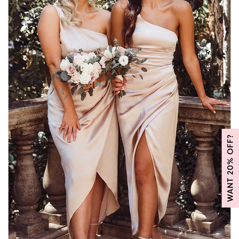 White Fox Boutique Willow Wrap Dress Champagne - Satin